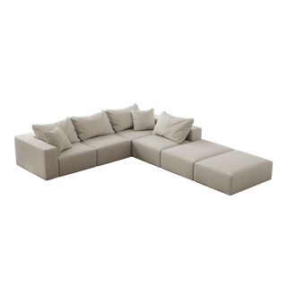 Oversized Sponge Cloud Sofa,Modern Upholstered Sectional Sofa Couch Set,Modular 162  L Shaped Sectional Living Room Sofa Set With 6 Pillows,Free Combination Sofa Couch For Living Room,Bedroom