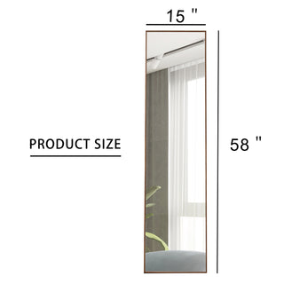 Brown Solid Wood Full-Length Mirror