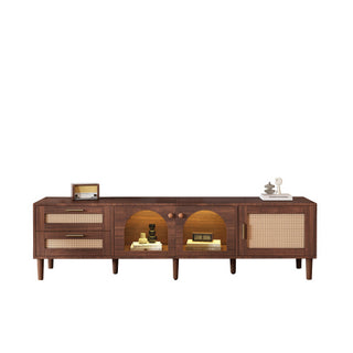 Rattan TV Stand with LED Lights