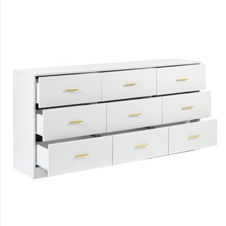 Taylor Modern White Dresser – Elegant Storage with Gold Handles
