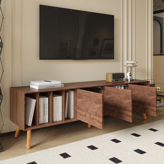 70 Mid-Century Modern TV Stand, Media Console Table For TVs Up To 80, Entertainment Center With 5 Solid Wood Legs For Living Room, Bedroom