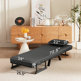 Sleep Chair Bed, Comfy Convertible Sleeper Chairs For Adults, 5 In 1 Folding Sofa Bed With 5-Position Adjustable Backrest & Pillow, Cozy Small Chair Couch For Small Spaces, Office Black