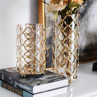 Golden Hollow Glass Flower Vases