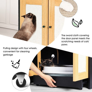 Double Cat Litter Box Enclosure Furniture