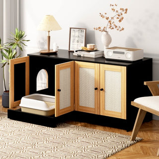 Double Cat Litter Box Enclosure Furniture