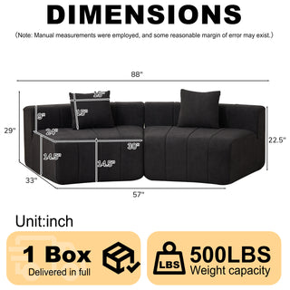 Chenille Curved Sectional Sofa With 2 Pillows,Curved Symmetrical Modular Semi Circular Sofa Sectional For Bedroom, Living Room, Office For Leisure Or Nap, Reading Room, And Lobby