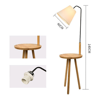 Vertical Wooden Coffee Table Floor Lamp