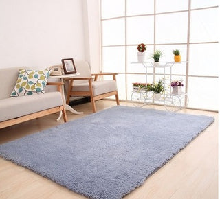 Soft White Plush Living Room Rug
