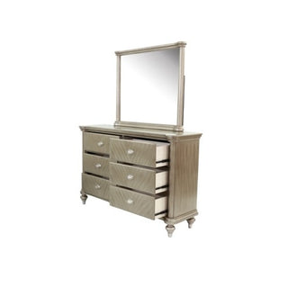 Walnut Antique 6-Drawer Dresser with Mirror