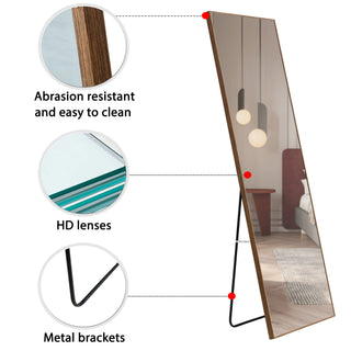Brown Solid Wood Full-Length Mirror