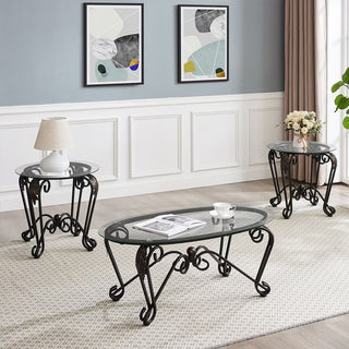 Tempered Glass Coffee Table Set (Set of 3)