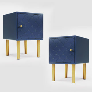Navy Blue Solid Wood Bedside Tables
