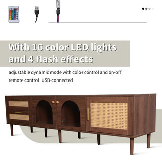 Rattan TV Stand with LED Lights