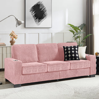 83.86  Corduroy Fabric Sofa,Modern Compressed Couch,3-Seater Sofa, Furniture For Living Room,Bedroom,office ,Pink