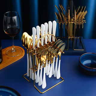 Gold Dinnerware Set Storage Rack Dishwasher