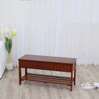 Solid Cherry Wood Shoe Bench with Storage
