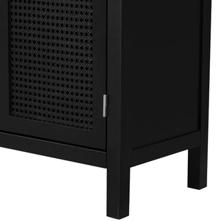 Large Rattan Style Sideboard in Black