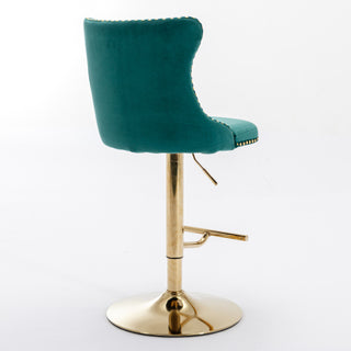 Laila Golden Swivel Velvet Barstools (Set Of 2)