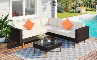 L- Shape Patio Furniture with Pillows (4 Pieces)