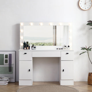 White Dresser with Lighted Mirror