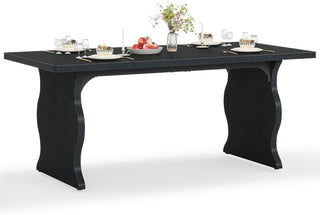 Black Dining Table For 4-6, 63-Inch Rectangular Modern Kitchen Table