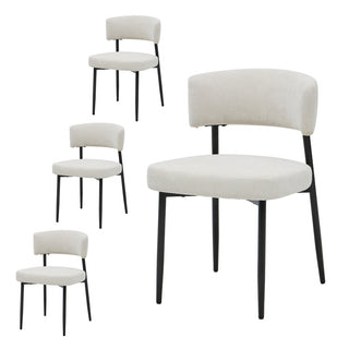 Modern Dining Chairs Set Of 4, Upholstered Dining Chairs With Curved Backrest,Sturdy Metal Frame