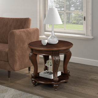 22'' Retro Round Wood End Table