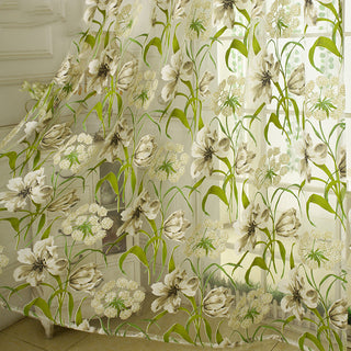 White Striped Translucent Bedroom Curtain