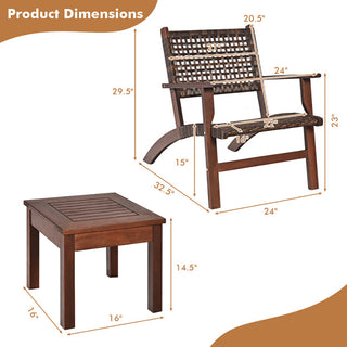 Nalani 3 Piece Outdoor Wooden Patio Set