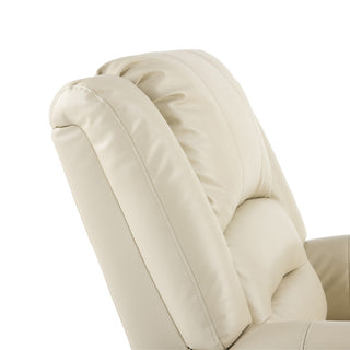 Power Lift Recliner Chair With Massage & Heat, Single Motor Lift Chair, Breathable PU Faux Leather, USB & Type-C, Side Pockets, Cream