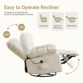 Rocking Chair And Lounge Chair, Rotating Lounge Chair With Vibration Massage And Lumbar Heating