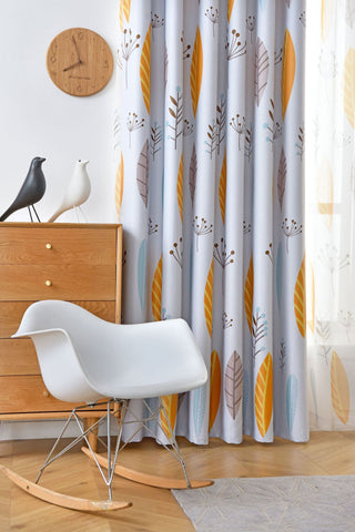 Nordic Style Leaf Shading Curtains