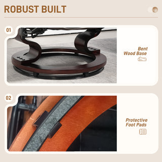 Faux Leather Recliner with Ottoman, Swivel Recliner Chair and Ottoman with High Back and Wood Base, Brown