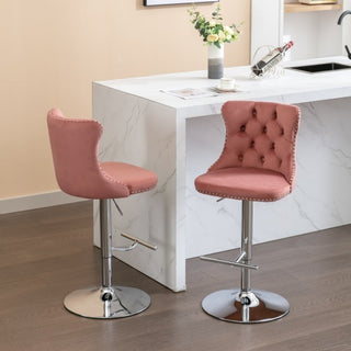 Sasha Velvet Swivel Barstools (Set Of 2)