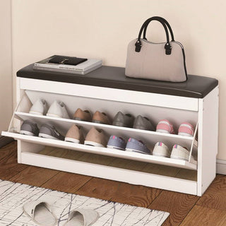 Cushioned Shoe Bench With Storage