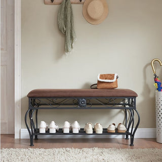 Upholstered Shoe Rack Bench Organizer