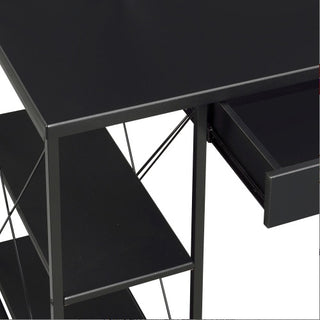 Black Desk With Open Shelves And Hutch