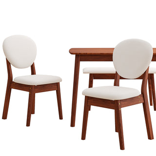 1 Table 2 Chairs 1 Bench Dining Set, Rubber Wood Frame With Beige Upholstered Seats, Deep Walnut Finish Rectangular Kitchen Dining Furniture