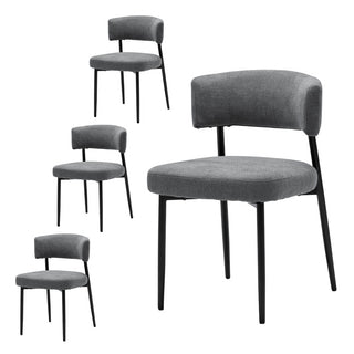 Modern Dining Chairs Set Of 4, Upholstered Dining Chairs With Curved Backrest,Sturdy Metal Frame