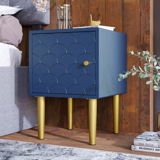 Navy Blue Solid Wood Bedside Tables