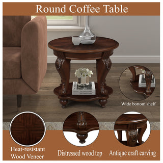 22'' Retro Round Wood End Table