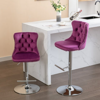 Sasha Velvet Swivel Barstools (Set Of 2)