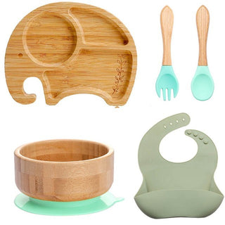 7Pcs Wooden Feeding Tableware Sets