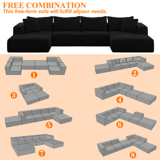 Oversized Sponge Cloud Sofa,Modern Upholstered Sectional Sofa Couch Set,Modular 162 L Shaped Sectional Living Room Sofa Set With 6 Pillows,Free Combination Sofa Couch For Living Room,Bedroom