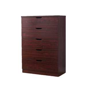 Sleek Modern Wood Dresser – 5 Drawer Bedroom Dresser, Mahogany
