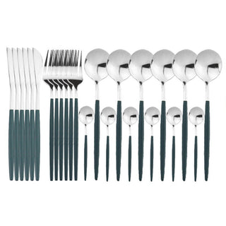 24PCs White Gold Dinnerware Set