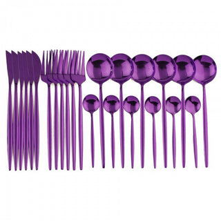 24PCs White Gold Dinnerware Set