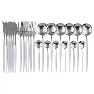 24PCs White Gold Dinnerware Set