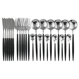 24PCs White Gold Dinnerware Set