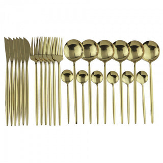 24PCs White Gold Dinnerware Set